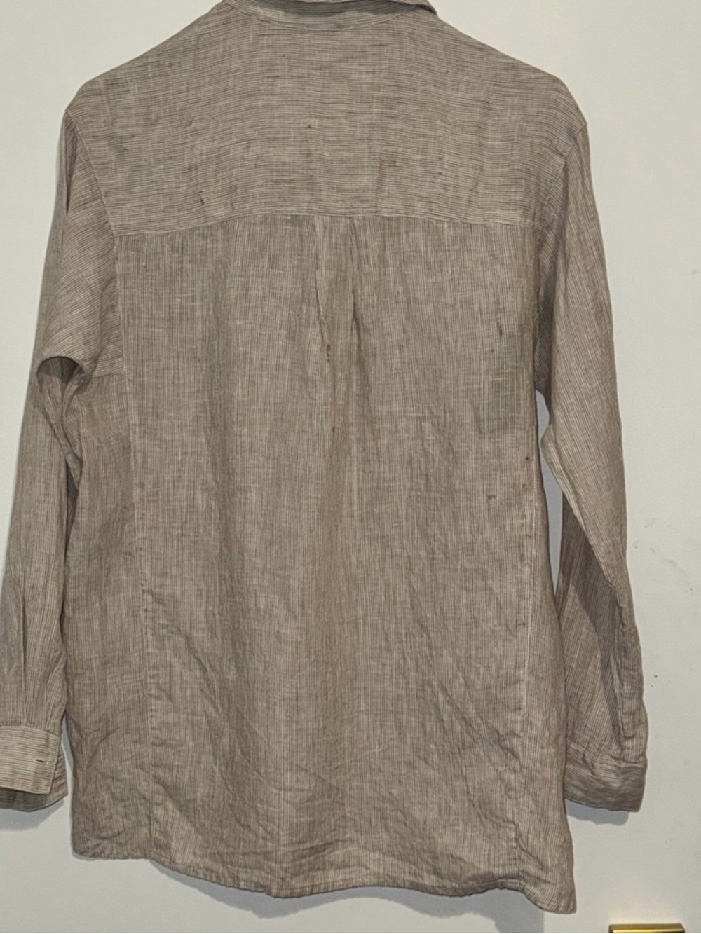 J. McLaughlin Linen Tunic Shirt XS Brown Stripe Button - Picture 2 of 5